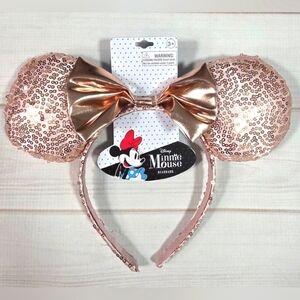 Disney Parks Minnie Mouse Rose Gold Sequin Ear Headband - NWT